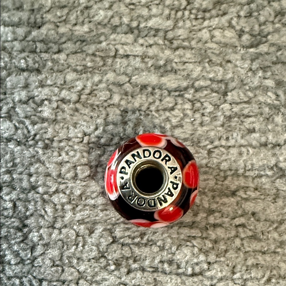 Pandora Red and Black Glass Charm